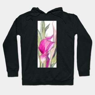 Pink Calla Lily watercolour painting Hoodie